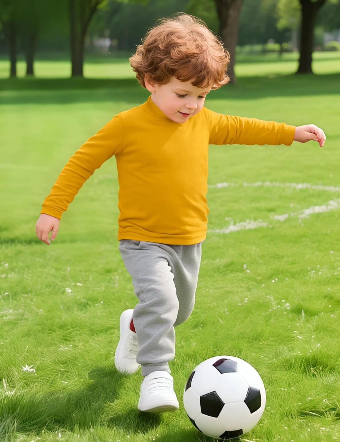 Witwot 3 Pack Toddler Boy Mock Turtleneck Shirts Baby Boys Long Sleeve T-Shirt Soft Cotton Thermal Undershirt Size 18M-5T - Image 3