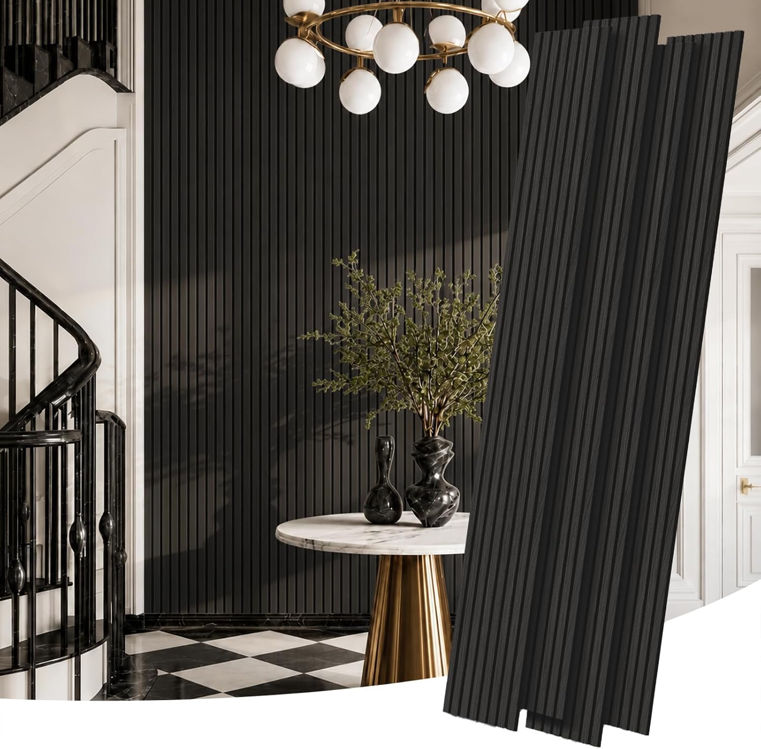  Wood Panels for Wall, Acoustic Wall Panels 40 Pack 94.5 x 11 in, 3D Wood Slat Sound Absorbing Panels for Interior Wall Decor, Home Office Studio (Natural Walnut)