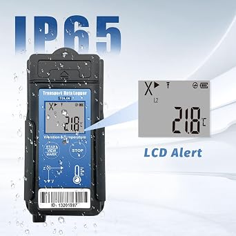 TZONE Vibration Data Logger Shipping Shock Recorder 3-Axis Meter Transport