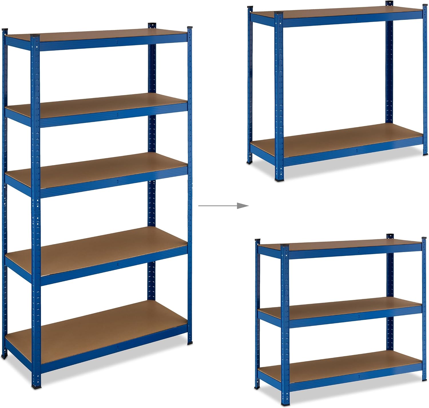 Relaxdays Heavy-Duty Shelving, up to 500 kg, Dividable, Cellar, Garage, Plug-in Storage, 180 x 100 x 40 cm, Steel, Blue