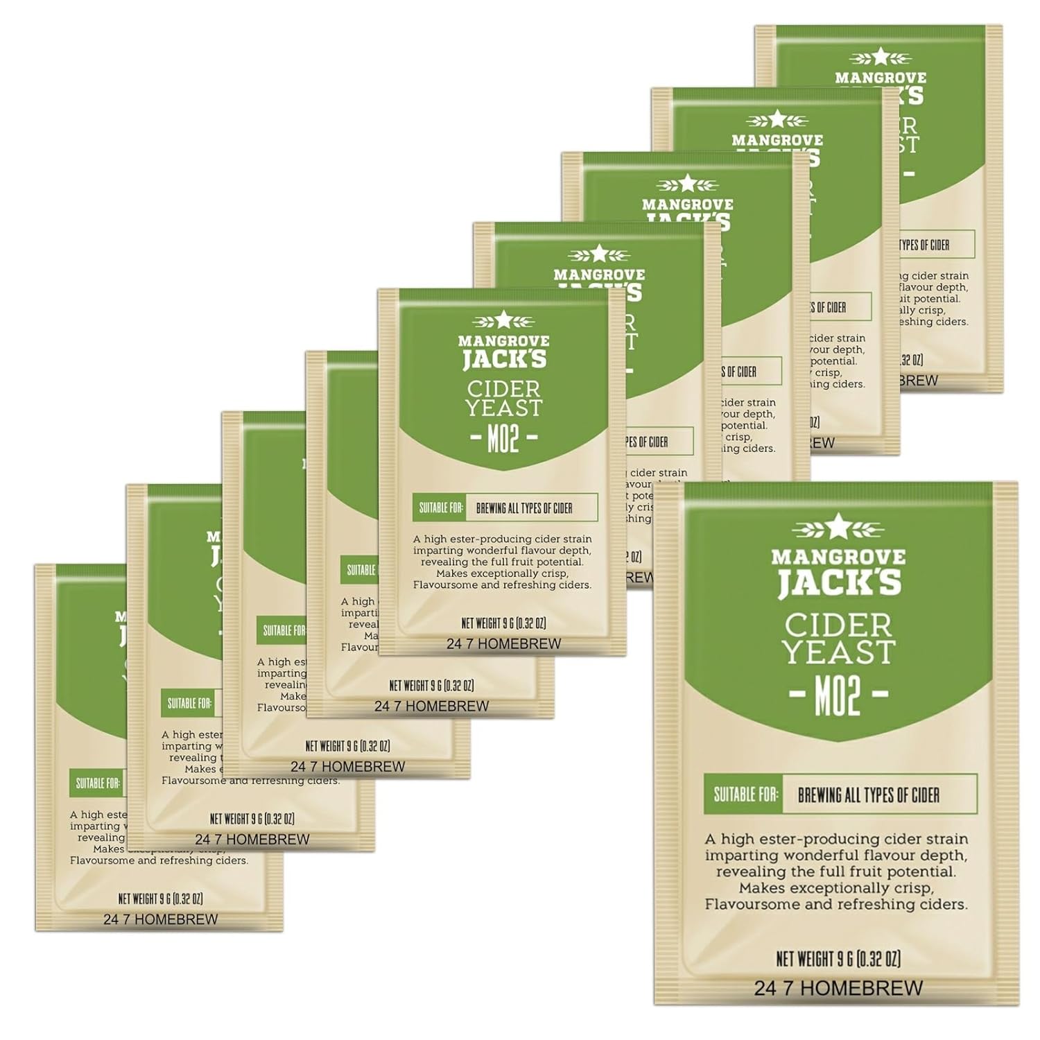 10x Mangrove Jack's Yeast Cider M02 Craft Series Yeast 9g Treats 23L