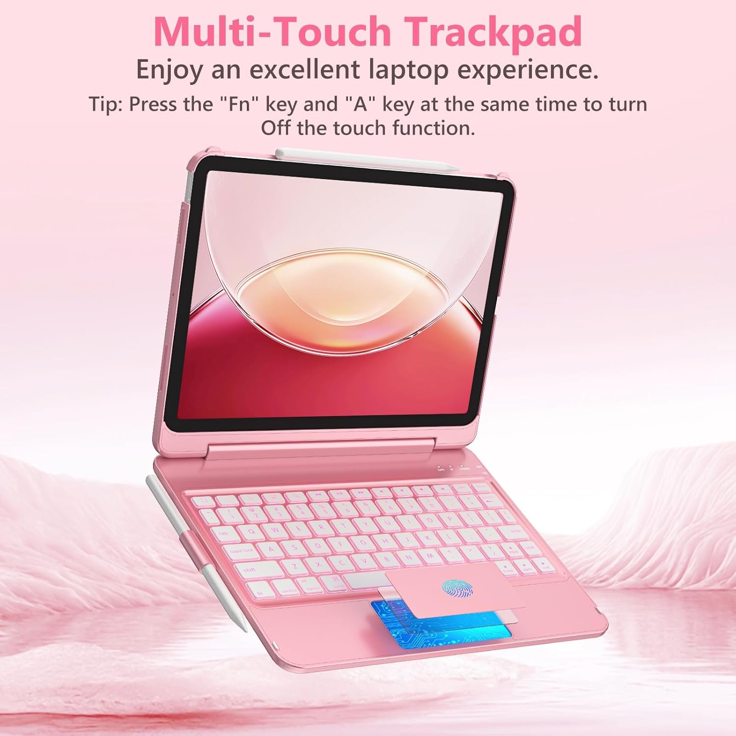 FUWANG Touch for iPad Air 11 inch & Air 5th 4th Generation Case with Keyboard - Only Support 180 Flip Backlit Keyboard with Multi-Touch Trackpad for iPad Air 11 inch M3 M2/Air 5 Air 4th Gen