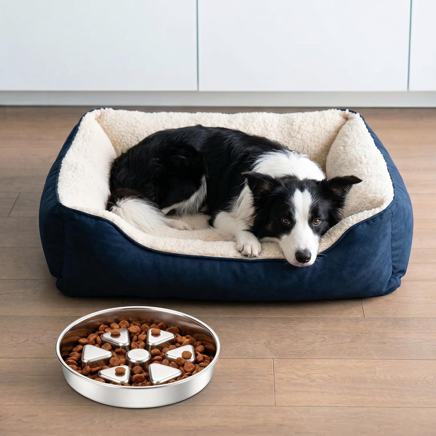 Kactoily Stainless Steel Slow Feeder Dog Bowl, 3 Cup Heavy Duty Slow Eating Bowl, Deep Maze & Non-Slip Base for Medium Dogs & Large Breed Puppies, Dishwasher Safe