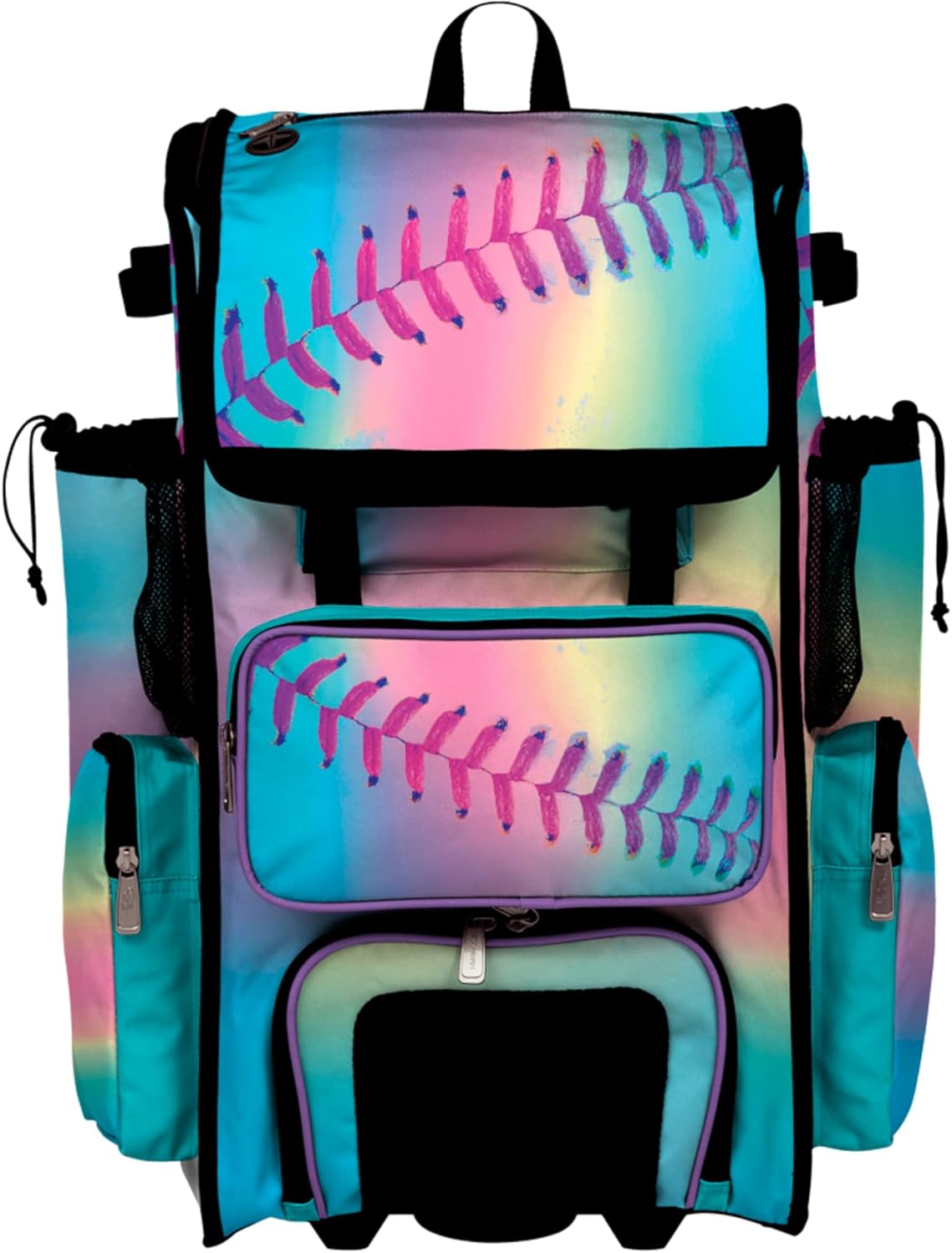 Boombah Rolling Superpack Baseball/Softball Gear Bag - Telescopic Handle - Holds 4 Bats - Wheeled Version - Softball Dream