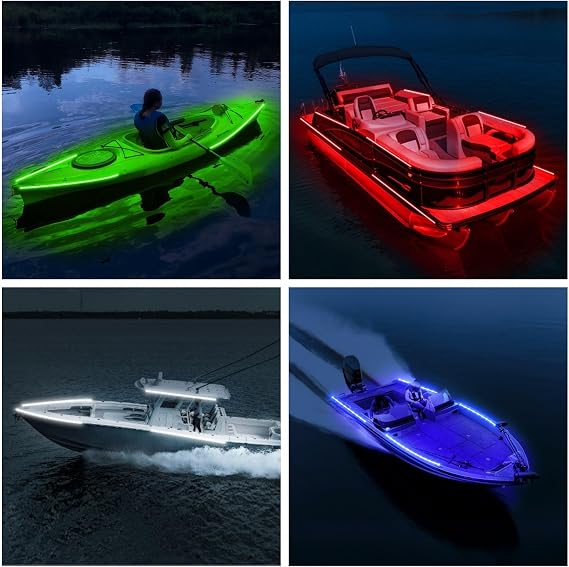 Boat Marine Submersible Led Strip Lights, 4 Pcs 12V Blue/20''