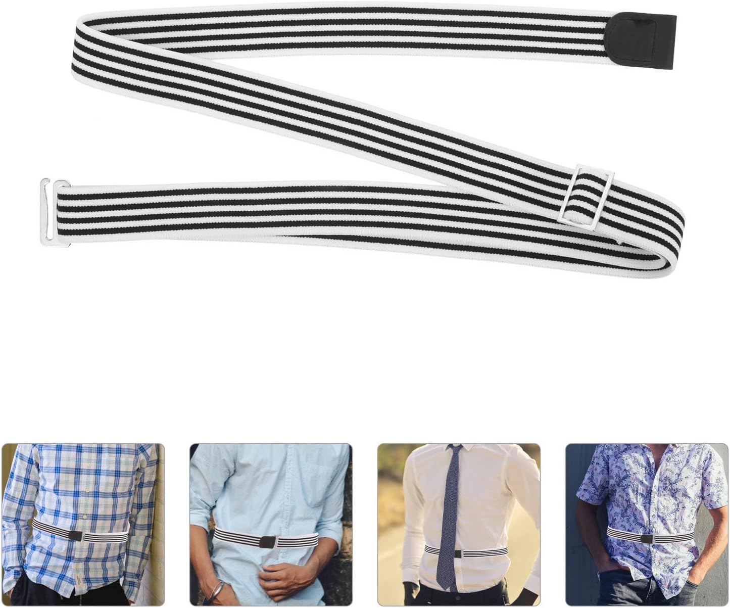 Black Shirt Stay for Men Non-slip Shirt Tuck Band with Fabric and Metal Material Versatile and Wrinkle-preventing for Office and Casual Wear