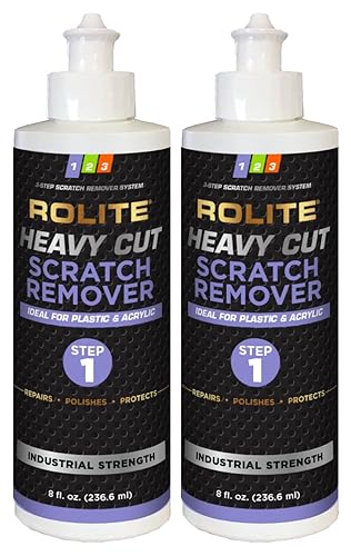 Rolite Removedor de arañazos de corte pesado (8 onzas líquidas) para superficies de plástico y acrílico, incluyendo Strataglass marino y Eisenglass,