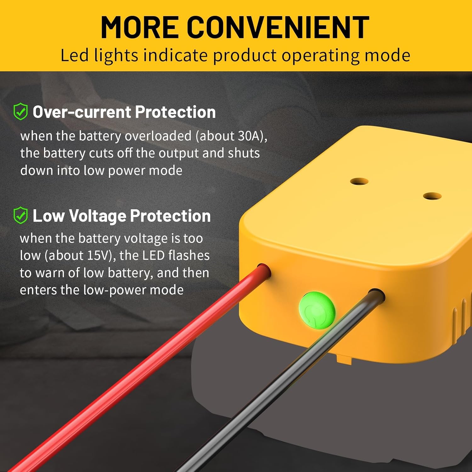 Azocek Upgraded Power Wheel Adapter Compatible with Dewalt 20V Battery – with Overdischarge & Overcurrent Protection, Switch, for DIY RC Cars, Toys, Robotics