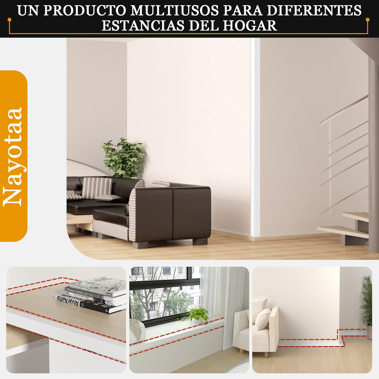 Tiras Auto Adhesivas Protectoras Para Esquinas – Tiras De Base Blandas Y Flexibles Para Puertas, Ventanas, Paredes, Cocina, Azulejos – Rollo Impermeable, Fácil De Cortar, Ideal Para Manualidades