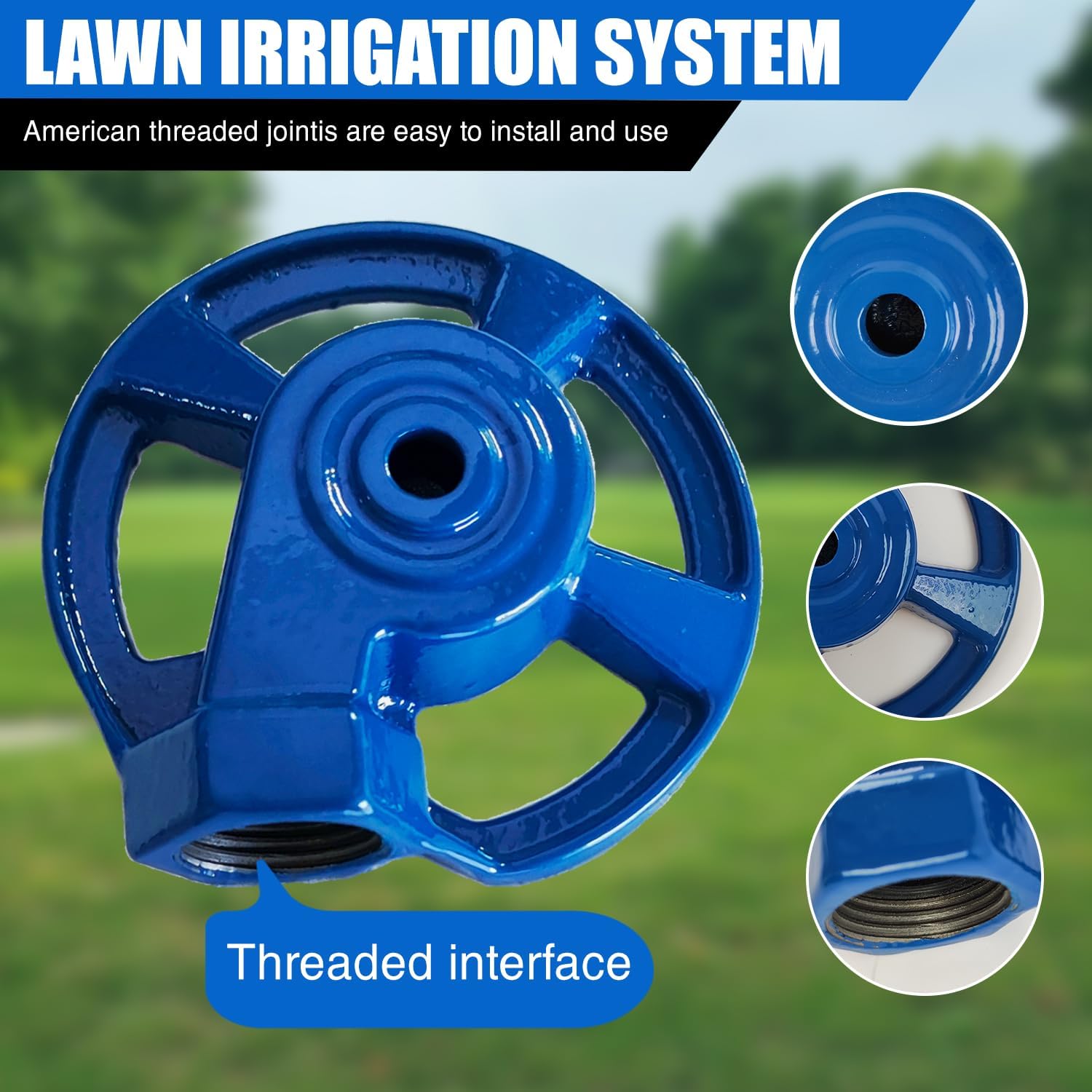 2 Pack Cast Iron Sprinkler Metal Lawn Sprinkler American Threaded Joints Water Sprinklers for Yard Garden Watering, Blue