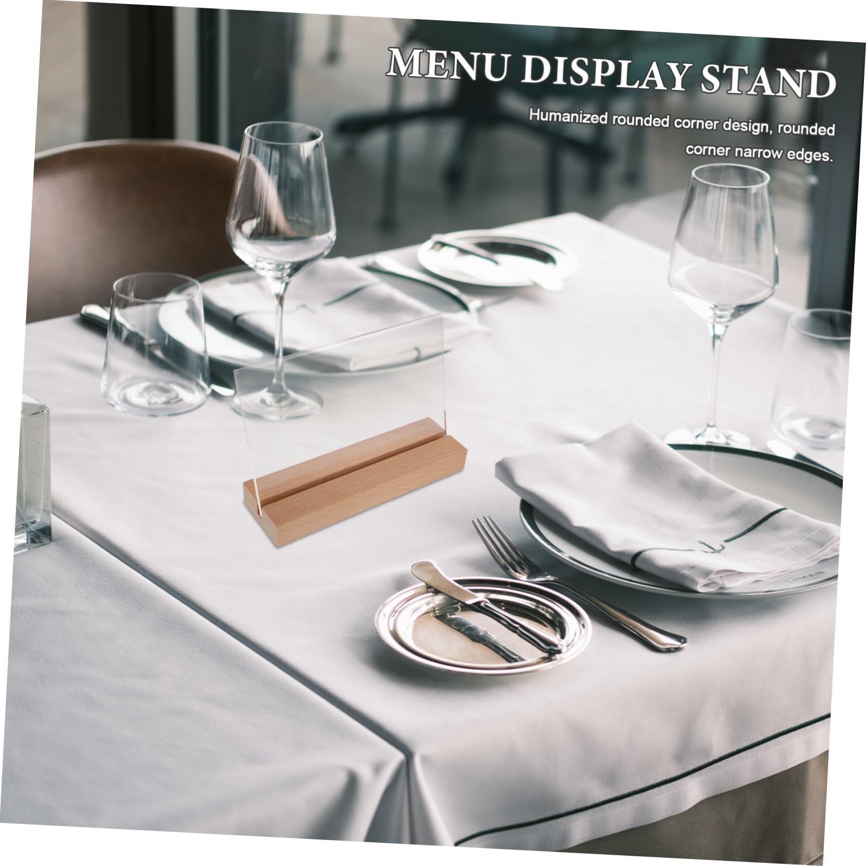 SHINEOFI 5pezzi Porta Biglietti da Visita in Acrilico Trasparente con Base in Legno Espositore per Menu Cartelli da Tavolo Supporto per Foto Display da Ufficio e Ristorante