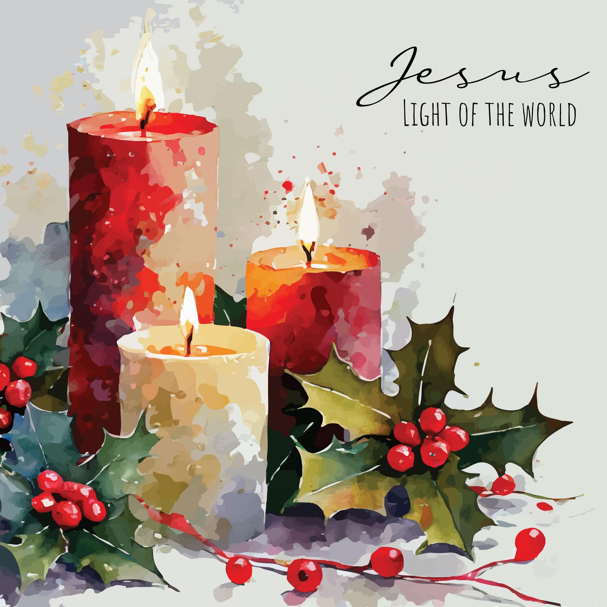 Christian Christmas Cards, Pack of 10 with Bible Verse, Candlelight