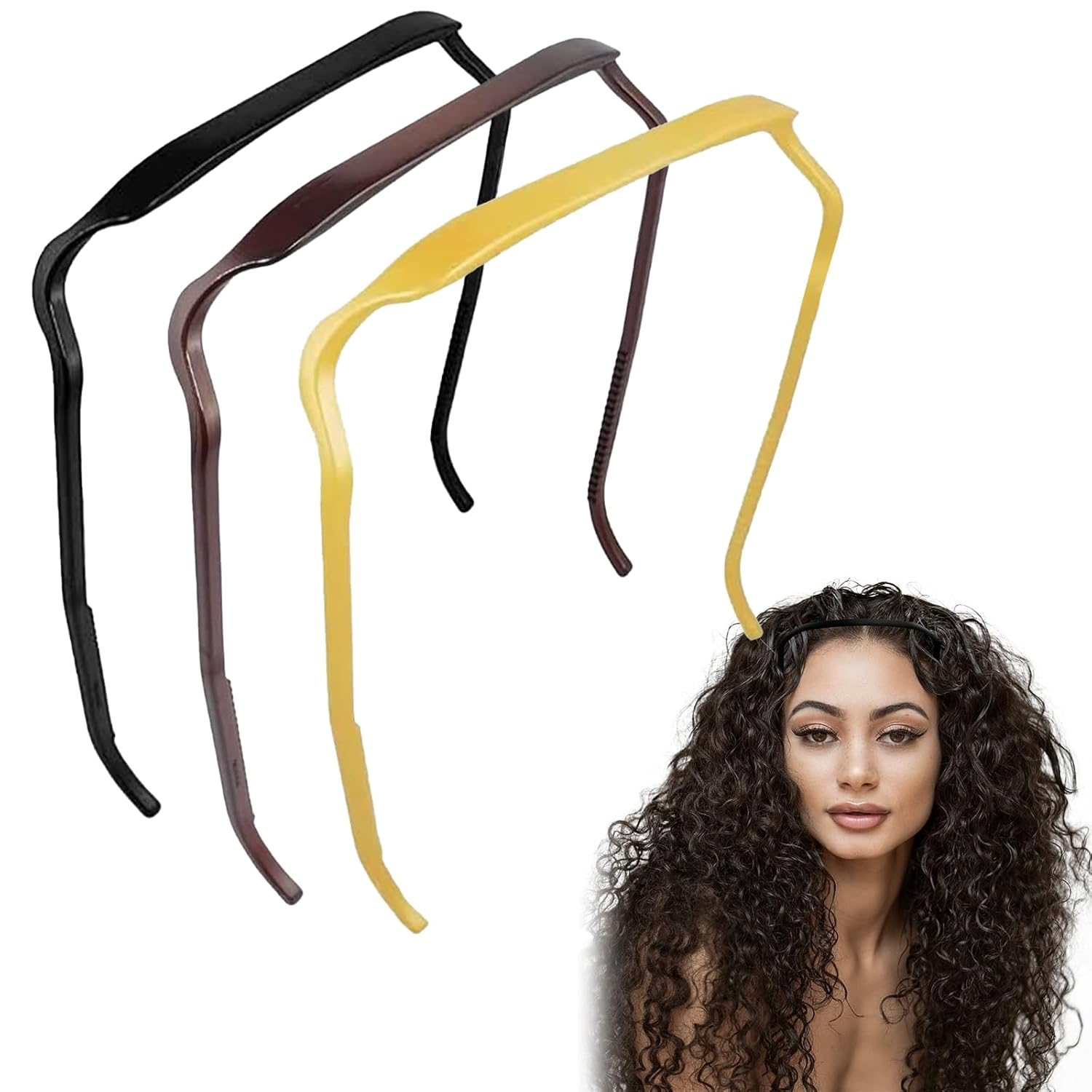 DDideas 3PCS Sunglasses Headband Curly Thick Hair Medium