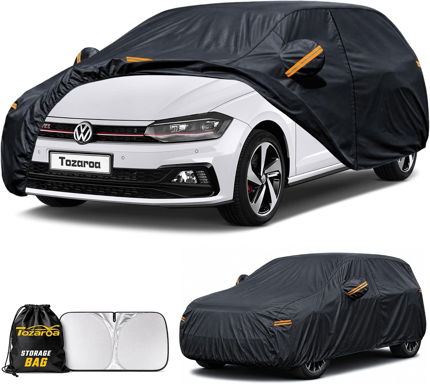 Hatchback Cover Outdoor Car Covers(Length up to 163 inch) Universal Fit for VW Golf,Ford Fiesta, Renault Clio,Toyota Yaris,Audi A1 etc Size H0(See Size Chart)