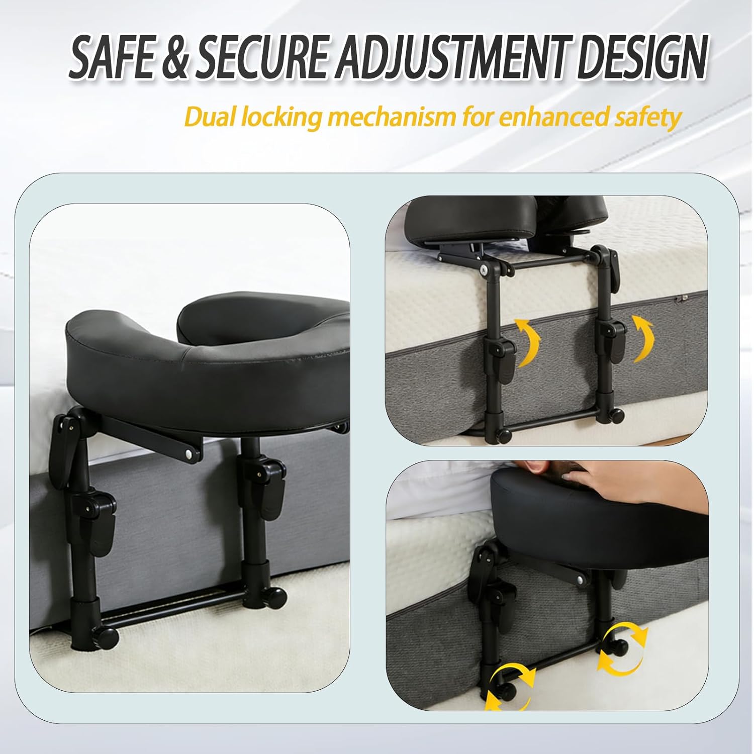 Massage Headrest for Bed,Adjustable Massage Face Cradle at Home,Massage Home Mattress Top Massage Kit for Face Down Pillow After Eye Surgery & Sleeping Mattress (Black)