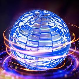 Hoofun Flying Orb Ball Toy, 2025 Magic Hover Ball Boomerang, 360 Rotating Cosmic Globe Flying Spinner, Hand Controlled Mini Drone with Led Lights, Cool Toys Gift for Boys & Girls Age 6-12, Blue