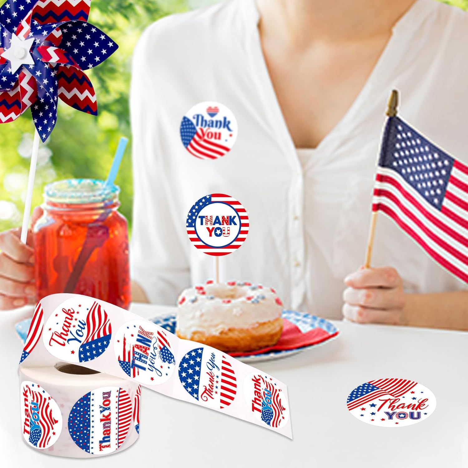 Fancy Land Veterans Day Stickers Patriotic Thank You Sticker Appreciation Veteran Thank You for Your Service Labels for Memorial Day Independence Day Decor Supplies 500Pcs