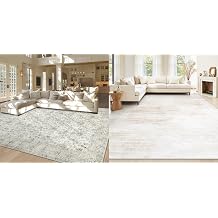 Tosuoka Gray 9x12 Vintage Rug + Beige 8x10 Abstract Rug