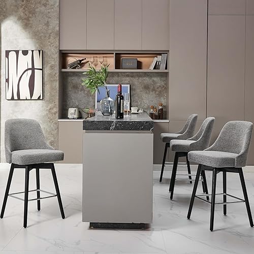 Miniatura 4 de Juego de 2 taburetes de bar giratorios tapizados de 30 pulgadas de altura con base de metal resistente y asiento cómodo, taburetes de bar de altura