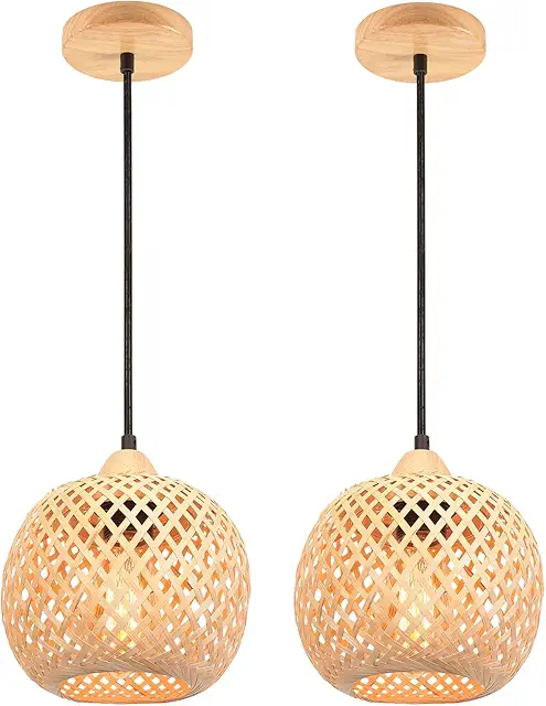 Lámpara Colgante de Mimbre Bohemia Vintage para Techo E27