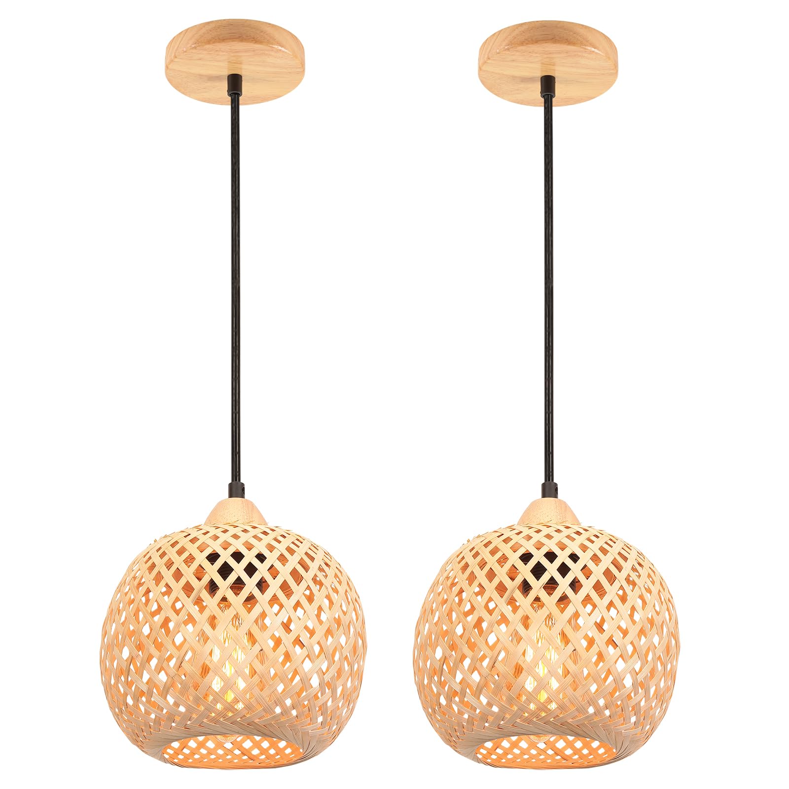 lot de 2 suspensions bambou tissé bohème