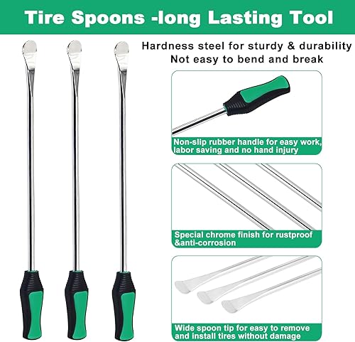Miniatura 3 de Kit de cuchara para neumáticos de 14.5 pulgadas, 32 herramientas de cambio de neumáticos resistentes para motocicletamotocrostractor de césped, kit