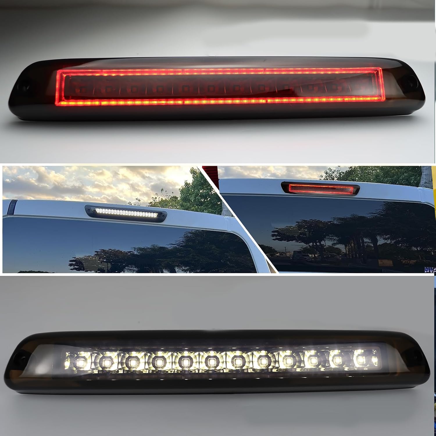 High Mount Stop Lights LED Third Brake Light Assemblies Compatible with Chevy Colorado/GMC Canyon 2004-2012 Rear Center LED 3rd Brake light Replacement (Smoke Lens)