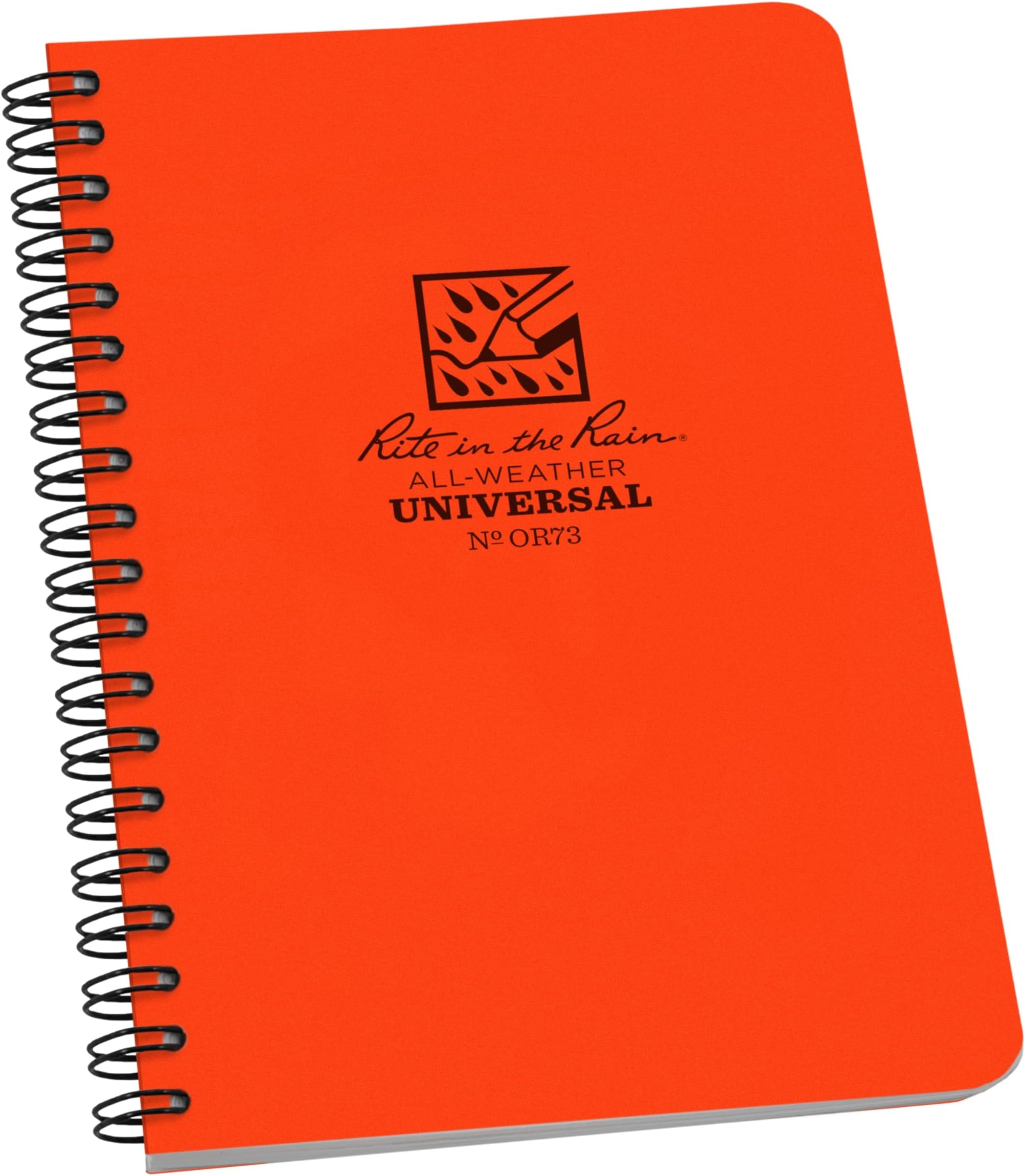 Rite in the Rain All-Weather Side-Spiral Notebook, 4 5/8" x 7", Orange Cover, Universal Pattern (No. ) (OR73)