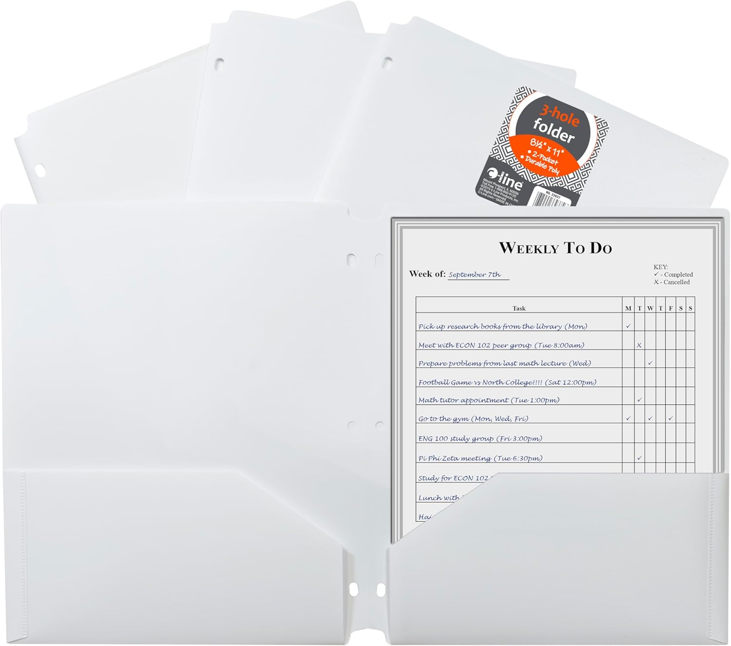 C-Line Two-Pocket Heavyweight Poly Portfolio with 3-Hole Punch, Assorted Colors, Box of 36 (33930-36)