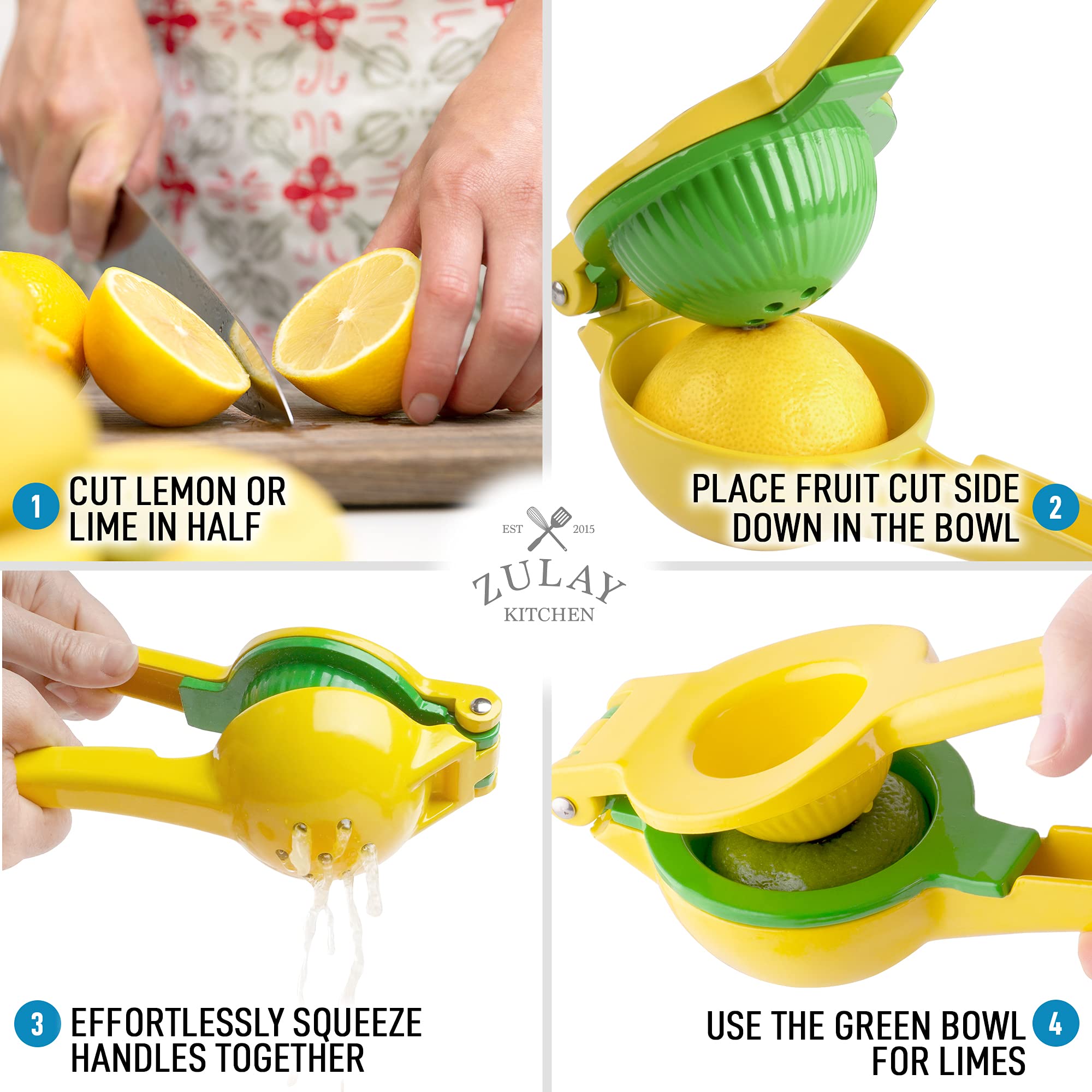 Zulay Premium Metal Lemon Lime Squeezer Manual Citrus Press Juicer