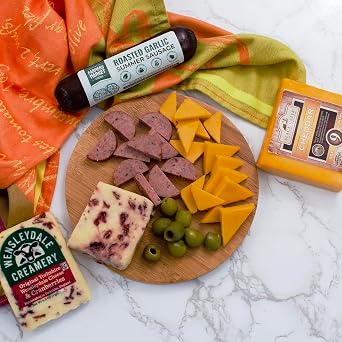 Capalbo's Charcuterie & Fruit Bonanza Gift Box Bundle | Charcuterie & Fruit Gift Boxes w/ Wensleydale and Cheddar Cheeses, Fresh Fruits, Summer Sausage, Fig Preserves & More | Gift-Ready Packaging w/ Personalized Message