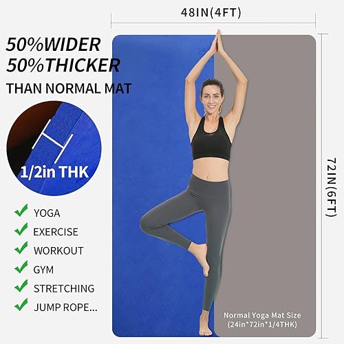 Miniatura 2 de Alfombrilla de yoga grande de TPE de 6 x 4 x 12 pulgadas, extra gruesa, antideslizante, para yoga, pilates y entrenamientos de gimnasio en casa