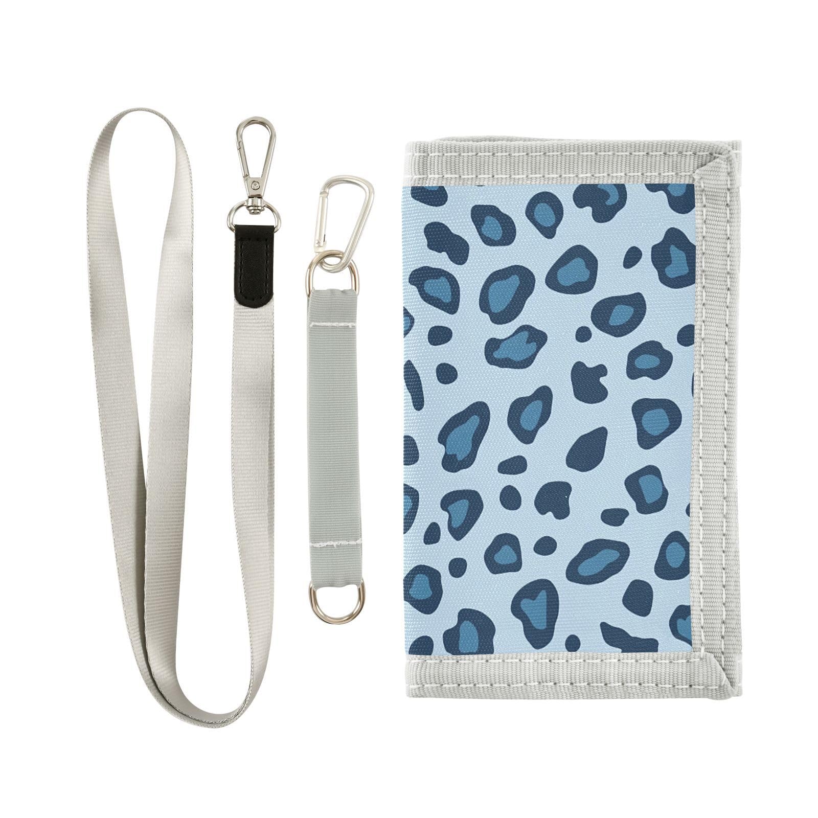 zyrtty Kids Wallets for Boys Girls Ages 4-18 Trifold, Leopard Blue Pattern Wallet with Zippered Coin Pocket and Card Holders, Novelty Wallet for Childrens Birthday Gifts