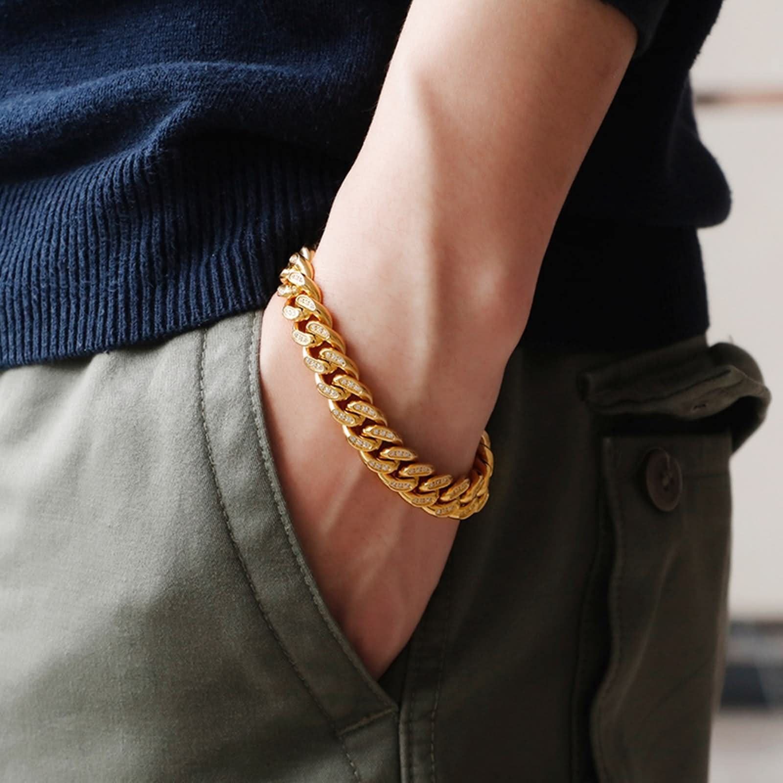 Bracciale da uomo a catena cubana, gioiello per San Valentino, hip hop rap, per anniversario, Pasqua, laurea