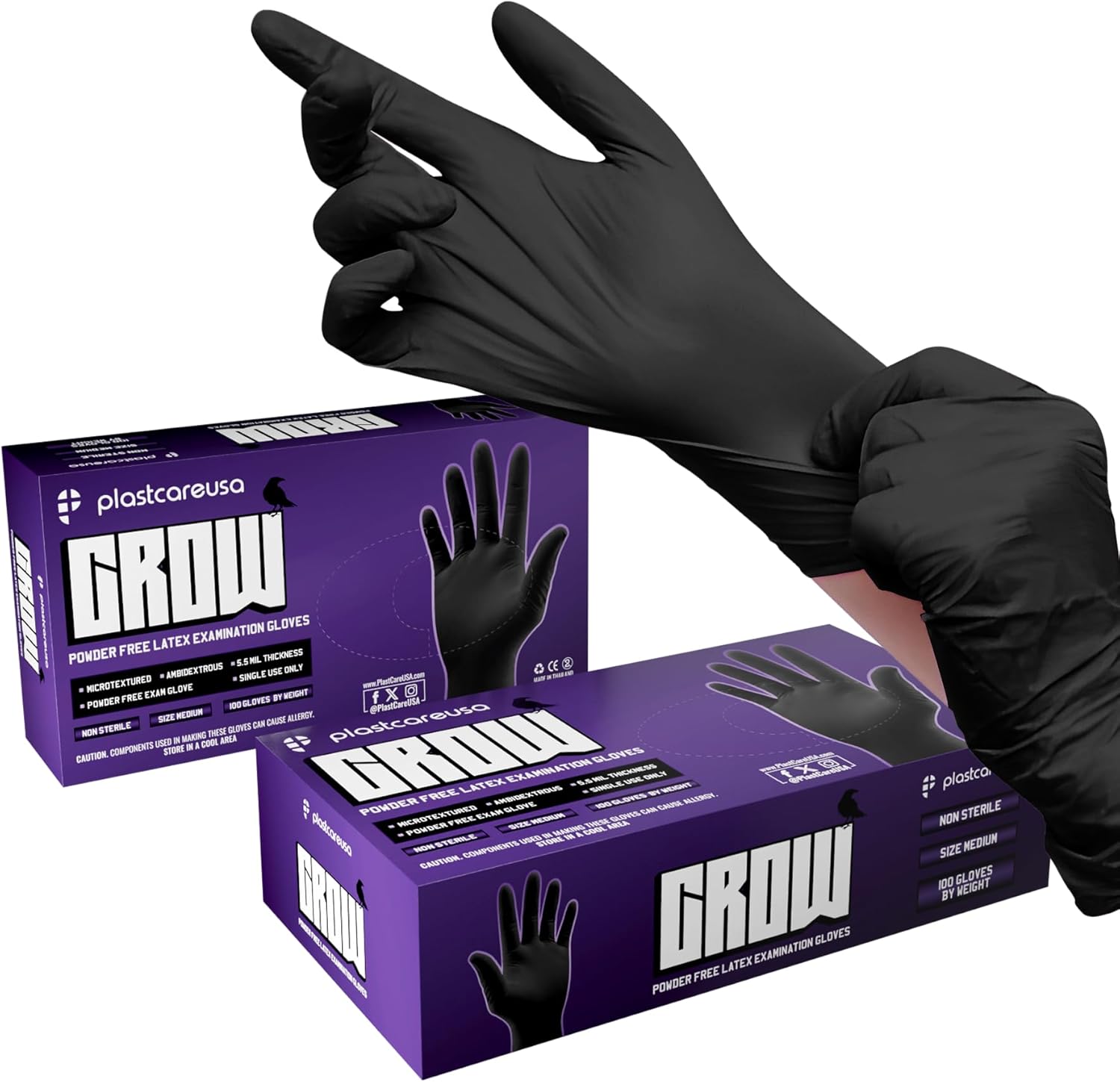 PlastCare USA 100 or 1000 Latex Exam Gloves - Powder-Free, Disposable, Non-Sterile, Textured Grip for Medical, Cleaning