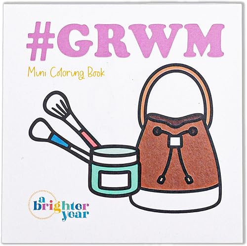 A Brighter Year El mini libro para colorear original para adultos, edición #GRWM, tamaño de bolsillo de 3 x 3 pulgadas, 50 páginas, encuadernación