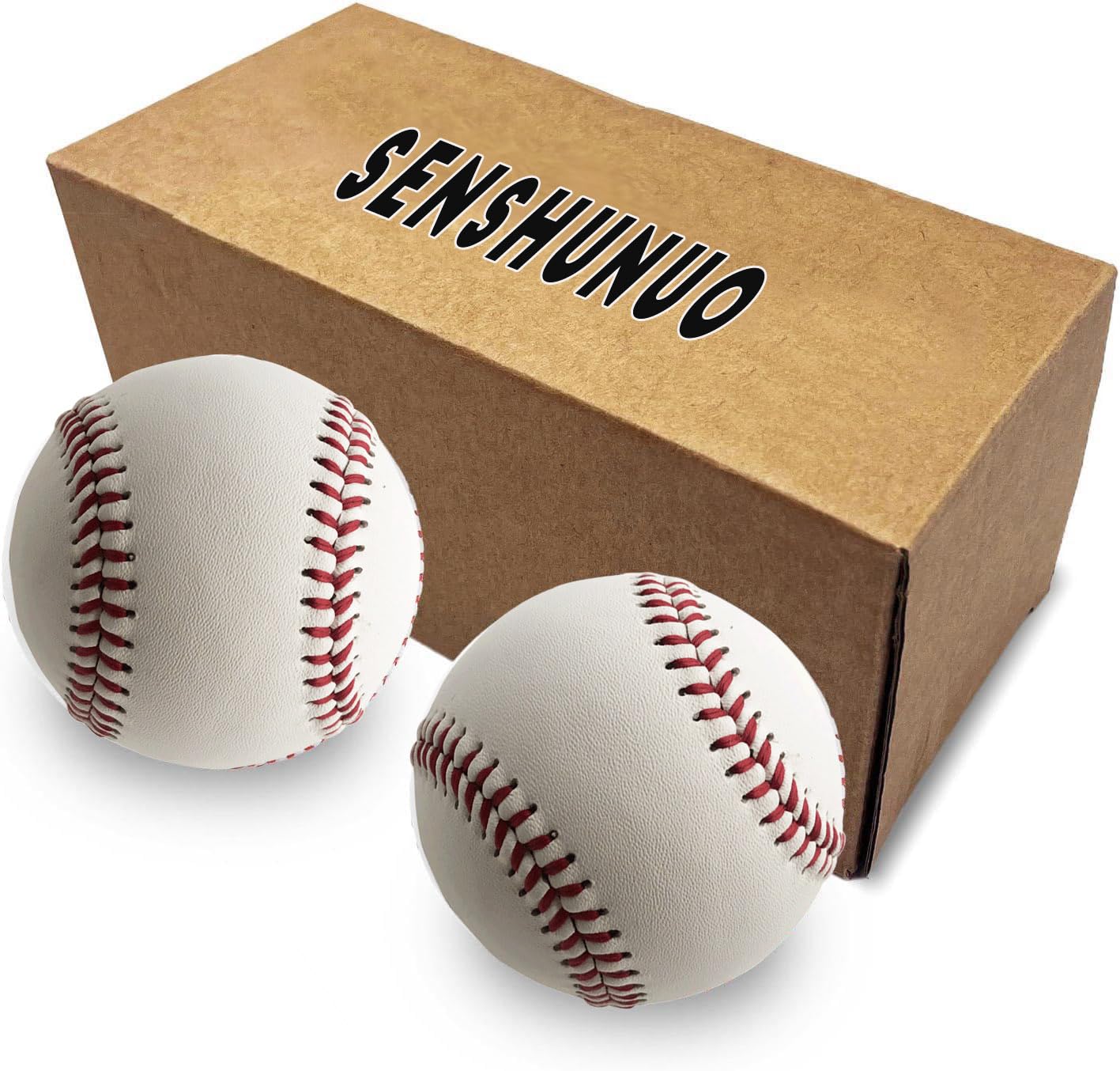 9-inch Leather Baseball durable Official league-standard game-grade practice ball Suitable for Adults/Youth/Students Unmarked signing ball,Autographs catching/throwing, pitching training (2)