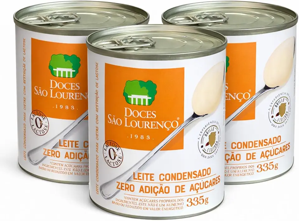 Kit 3x Leite Condensado Zero Açúcar Zero Lactose São Lourenço 335g Sem Glúten Diet
