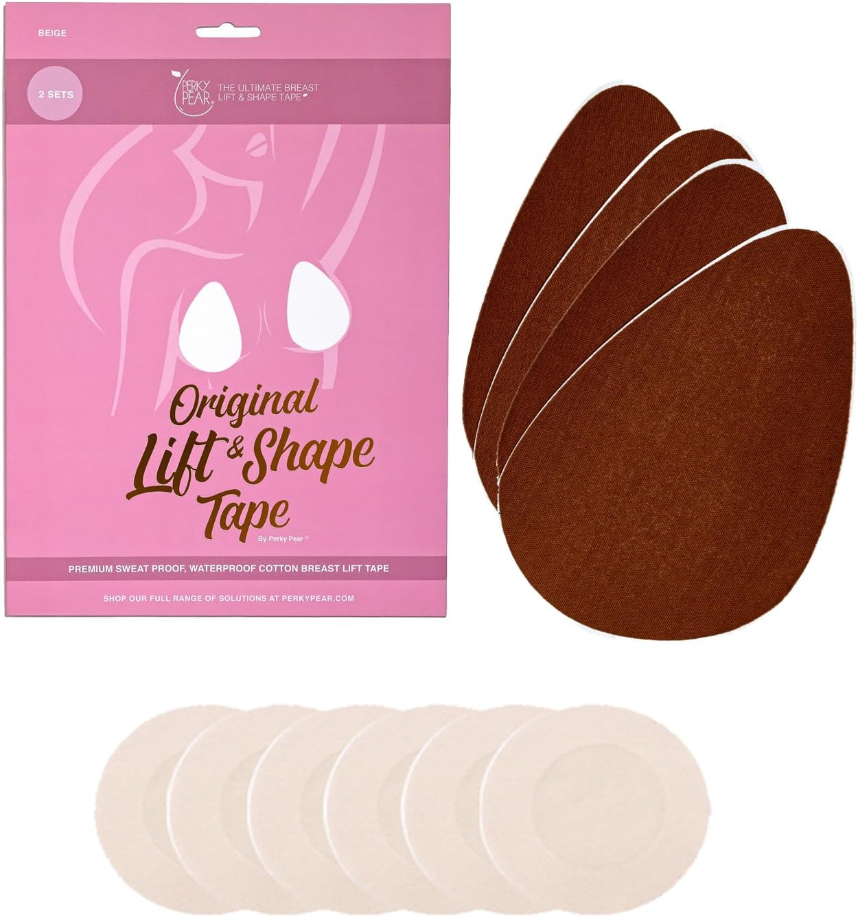 Perky Pear Original Lift & Shape Boob Tape [A-K Cups] - 2 Pairs of Boob Tape & 3 pairs Nipple covers
