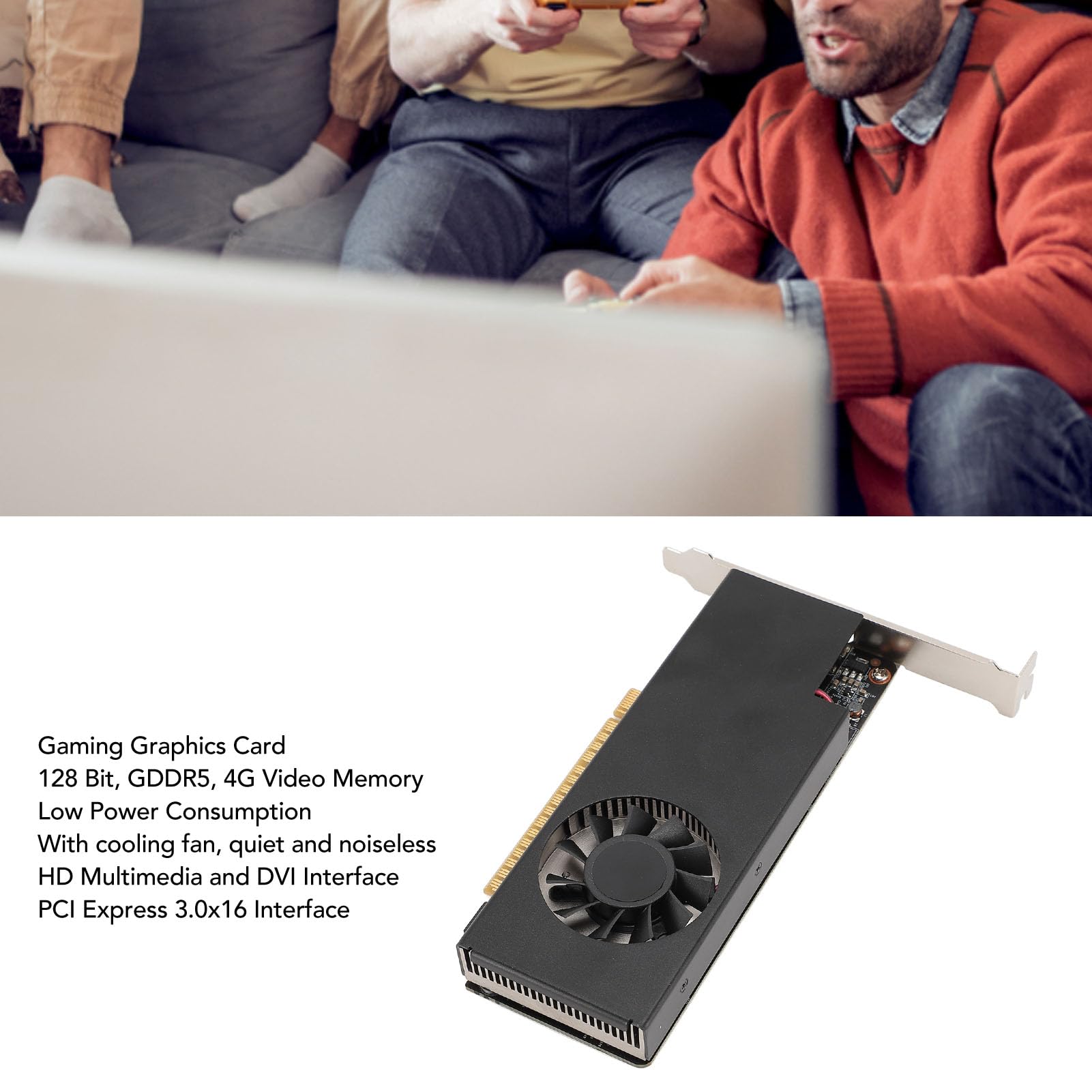 Scheda Grafica 4G 128 Bit con Ventola di Raffreddamento, Memoria Video GDDR5, Uscita DVI, per PC da Gioco ITX, Multimedia HD