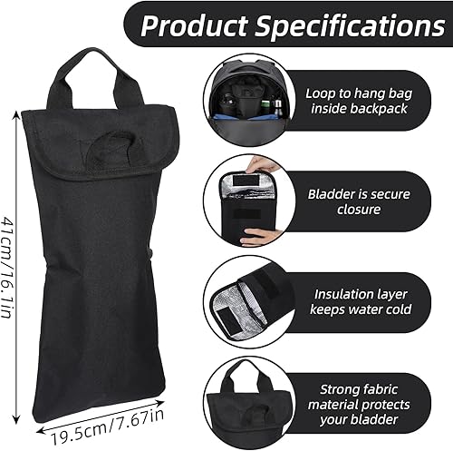 Miniatura 2 de Bolsa aislante de vejiga de agua, cubierta de manga de aislamiento de hidratación de tela Oxford negra de 2 litros, bolsa enfriadora de botella de