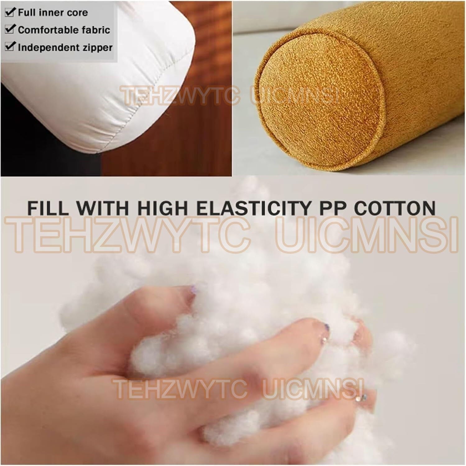 Round Cervical Roll Cylinder Bolster Pillow 52/16/24/31/39/47/59/72in with Removable Washable Cover, Full Moon Bolster for Head, Neck, Back, and Legs(7,15x50cm/6x19.6in)