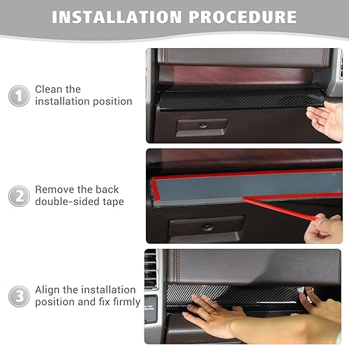 Miniatura 6 de Jimen Compatible con Ford F150 2015-2020, 4 piezas de cubierta de tablero de consola central, accesorios interiores (fibra de carbono)