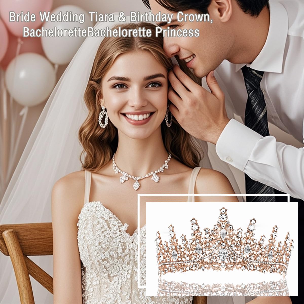 Exquisite and Elegant Golden Crown Headpiece for Women – Queen Tiara with Glittering Crystal Design, Ideal for Bridal Weddings, Birthday Balls, Debutante Photos, and Special Occasions
