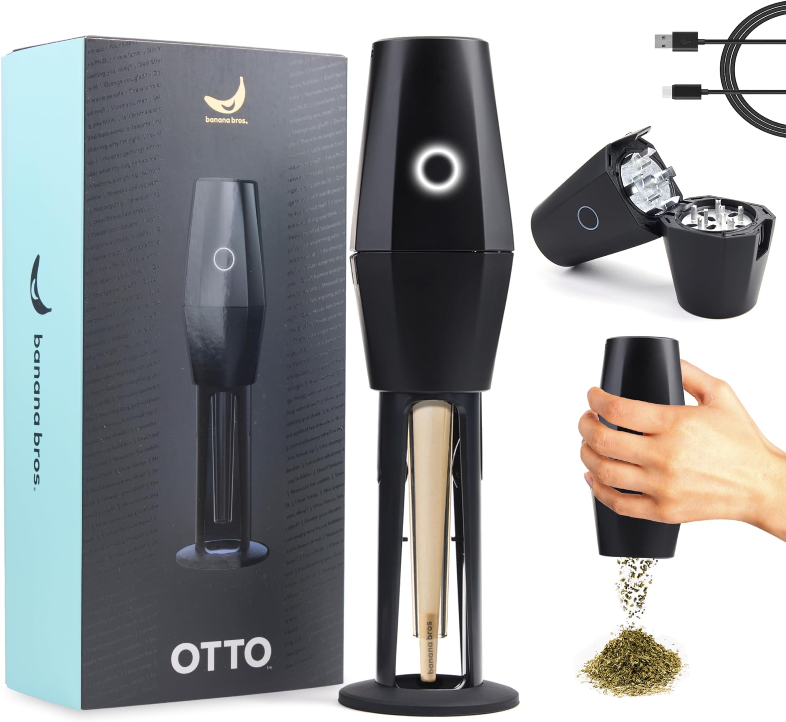 Electric Smart Herb and Spice Grinder - OTTO by Banana Bros with Pollen Catcher