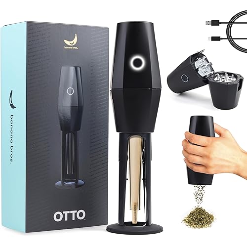 Banana Bros OTTO Electric Smart Spice Grinder - Automatic Herb Grinder with Smart Technology - Rechargeable via USB - Portable Milling for Dry Herbs and Spices - Black - No Carrying Case