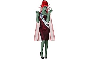 Miss Dead Receptionist Halloween Costume with Sash and Cape