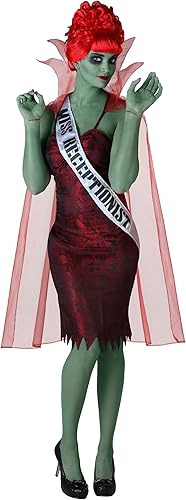 Miss Dead Receptionist Halloween Costume With Sash and Cape Day Of The Dead Dress Outfit For Women