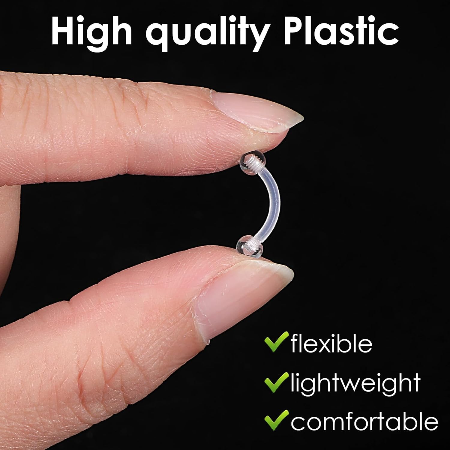 Yolev 15pcs Clear Piercing Retainers Jewelry Clear Eyebrow Piercing 16g Invisible Curved Barbell Plastic Belly Button Rings Cartilage Tragus Helix Daith Rook Earring Piercings Jewelry For Women Men