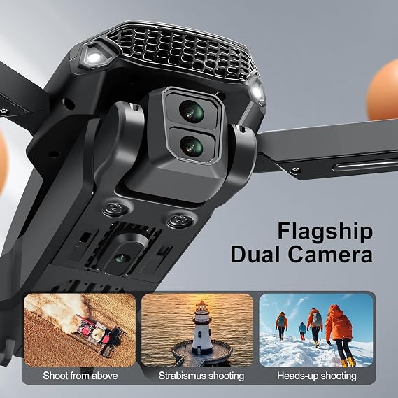 E88 PRO Drone with 4.91 Inches Screen Controller with SD card, 2 batteries, Brushless Motor, Optical Flow Localization, Active Obstacle Avoidance. (Gray-2 batteries)